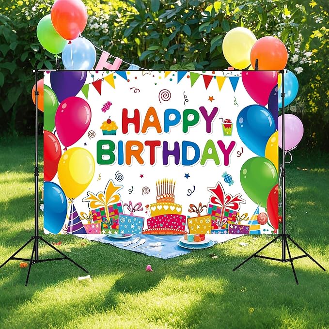 Happy Birthday Backdrop Banner, Colorful Birthdays Banner Backdrop Happy - Image 7