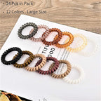 79STYLE Spiral Hair Ties 24pcs No Crease Clear Brown Coil Hair Ties Spiral Ponytail Holders Coils Scrunchies Plastic Phone Cord Hair Bands for Women Girls (Neutral Colors-Large Size)