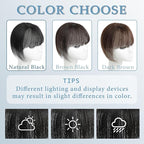 Clip in Bangs Real Human Hair 360° Cover French Bangs Black Bangs Hair Clip 3D Fake Bangs with Fringe Hairpieces for Women Daily Wear