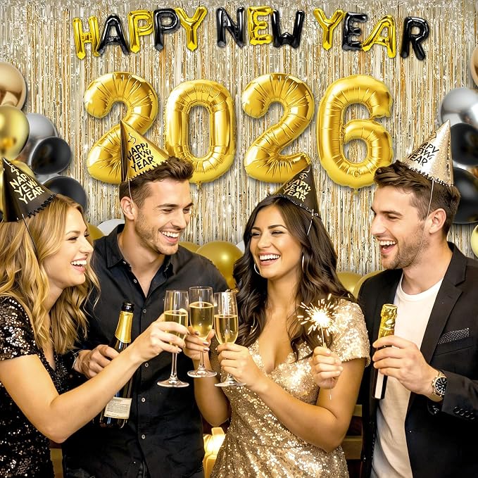 3 Pack 3.3 x 9.9 ft Champagne Gold Tinsel Streamers Party Decorations | Foil - Image 4