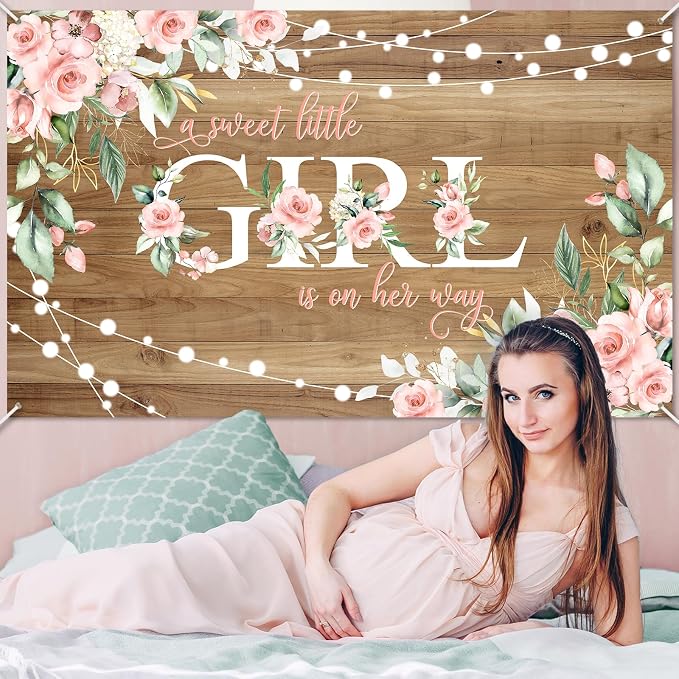 Rustic Girl Baby Shower Banner A Sweet Little Girl is on Her Way Baby Shower - Image 5