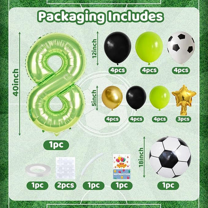Green Number 8 Balloon Soccer 40 Inch Number Eight Foil Balloons Tower Set - Image 2