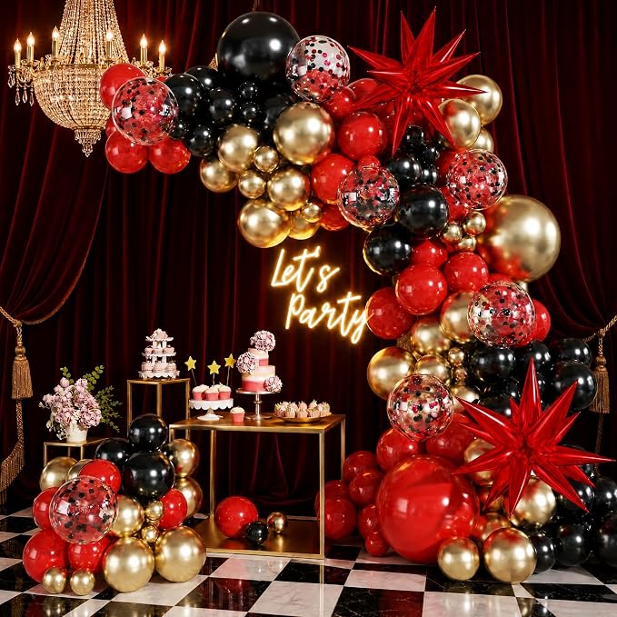 Red and Black Balloons for Graduation New Year Party Decorations | 60Pcs 12Inch - Image 3