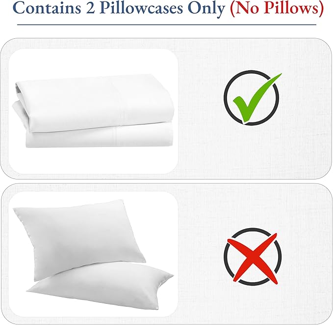 California Design Den Heirloom Soft, Smooth & Thick Certified 800 Thread Count 100% Cotton Sateen, 2 White Standard Pillowcases Fits Standard & Queen Size Pillows (Bright White)