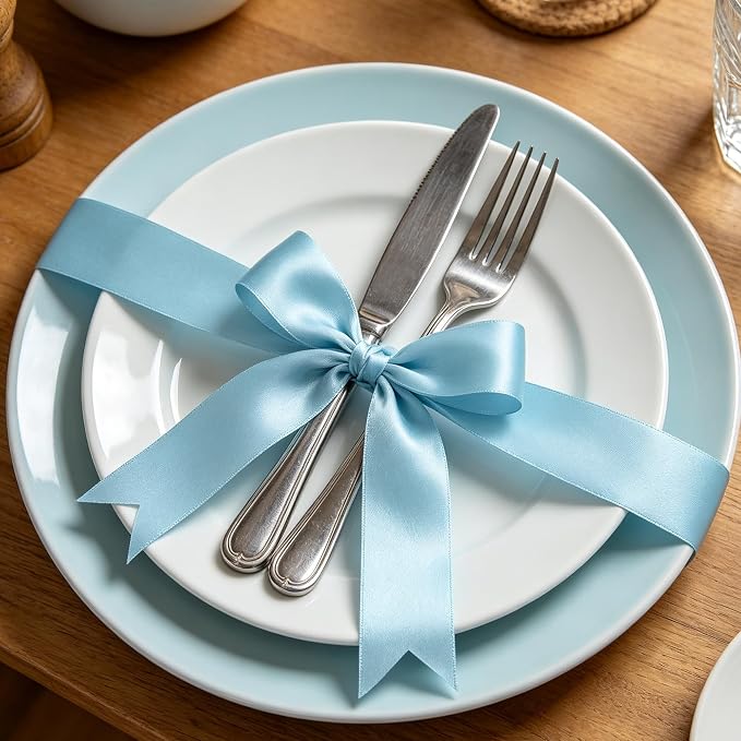 30Yards 1In Lake Blue Satin Ribbon - Image 8