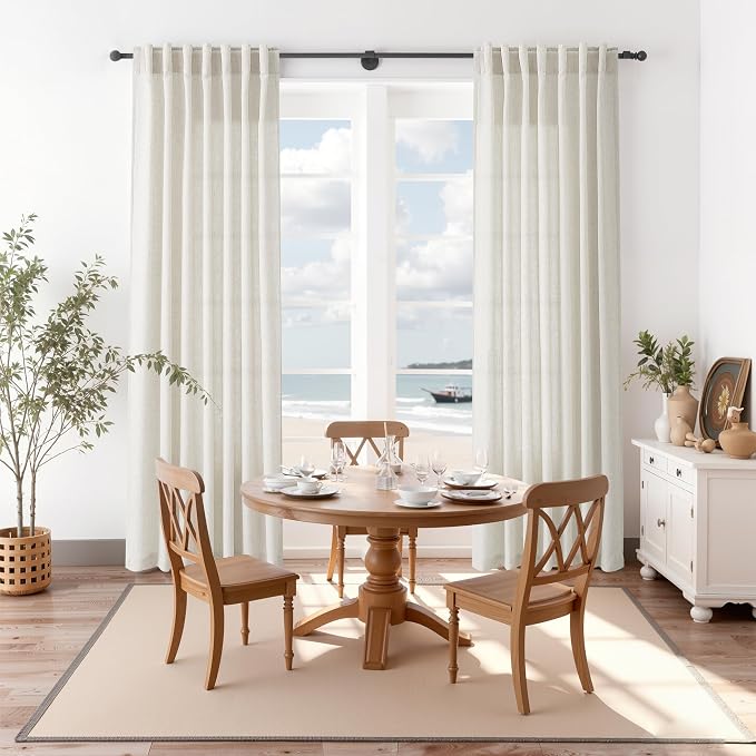 Mousse White Linen Curtains for Living Room 108 Inches Long Simple Modern Light - Image 8