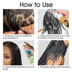 Braid Foam Control Mousse Braiding Mousse No-Water Braid Shampoo for Braids, Twist, Locs - Hair Foaming No Flake Extra Hold - Rinse-Free Dreadlock Shampoo for Build-Up, Odor, Itch & Flakes(2PCS)
