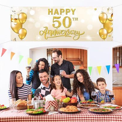 Large Happy 50th Anniversary Banner Fifty Themed Garden Backdrop Banner Company - Image 6