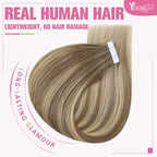 YoungSee Human Hair Tape in Extensions Balayage Invisible Tape in Hair Extensions Human Hair Light Brown Ombre Blonde Tapes ins Human Hair Long Hair Extension 24 Inch 20pcs Hair Extension Tape-in 50g