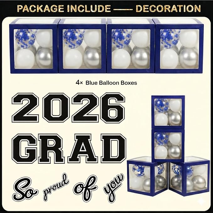 Blue and Silver Graduation Decorations Class of 2026 - Image 4