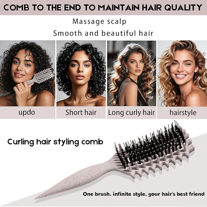 Curly Hair Brush Candybrush Curl Defining Brush for Detangling Shaping and Defining Curls for Women, Men, Wet & Dry Hair (Black Beige)