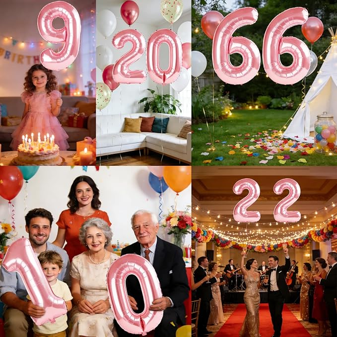 40 Inch Number 66 Balloons for 66th Birthday Party Decorations, 0-100 Jewelry - Image 7