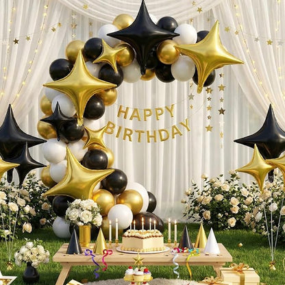 Black Gold Star Balloons, 26 Inch and 10 Inch Gold Stars Shaped Balloon - Image 5