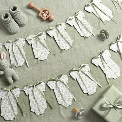 Weysat 2 Pcs Baby Clothes Banner Baby Boys Girls Shower Decorations Sage Green - Image 5