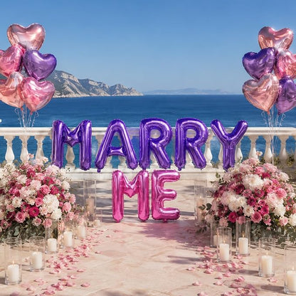 52 Pcs Letter Balloons Hot Pink Purple Balloon Banner 16 Inch 2 Sets A- Z - Image 3