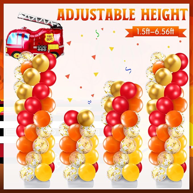 Kasyat 2 Set Fire Truck Party Balloon Column Stand Kit - Image 4