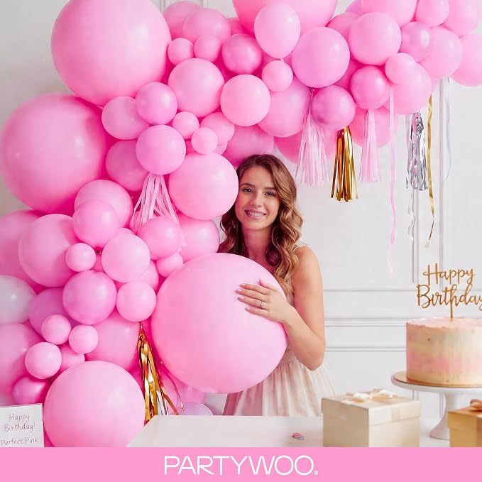 PartyWoo Pink Balloons 100pcs Matte Pink Color 36 18 12 10 5 Inch | 36 18 12 10 - Image 10