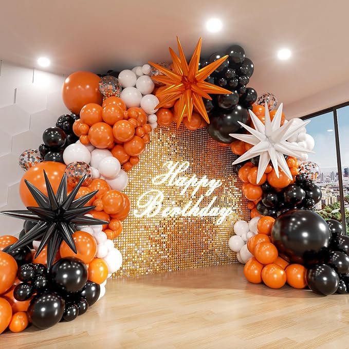 Black White Orange Balloon Arch Kit, 18 12 10 5 Inch Different Size Balloons by ADOINBY