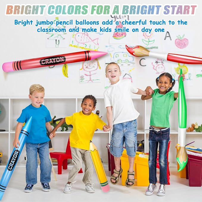 SAYAYA 8 Pcs Large Inflatable Pencil Balloons Set Jumbo Inflatable Crayons - Image 5