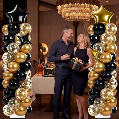 Skylety 2 Sets Black and Gold Balloon Column Stand Kit Adjustable Black Gold - Image 6
