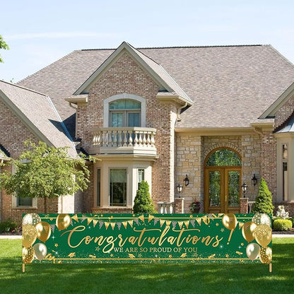 Graduation Decoration Banner Green and Gold Graduation 2026 Banner Sign Gold by AVEZANO