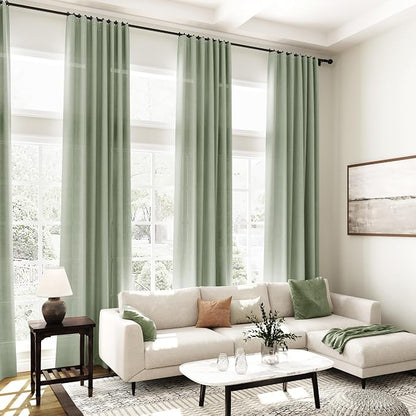 Desert Sage Linen Curtains 90 Inch Long 2 Panels Set - Image 7