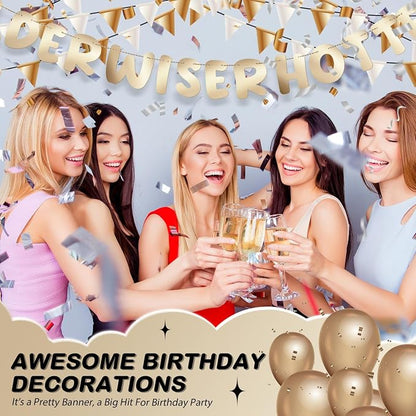 Fulmoon Set of 3 Pre Strung Older Wiser Hotter Glitter Banner Funny Birthday - Image 6