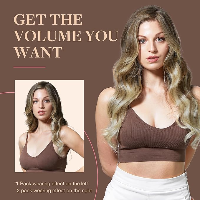 GOO GOO Clip in Hair Extensions Real Human Hair, Remy Human Hair Extensions Clip ins for Women, Natural Human Hair, 16inch 120g 7Pcs, 9/60 Balayage Ash Brown to Platinum Blonde
