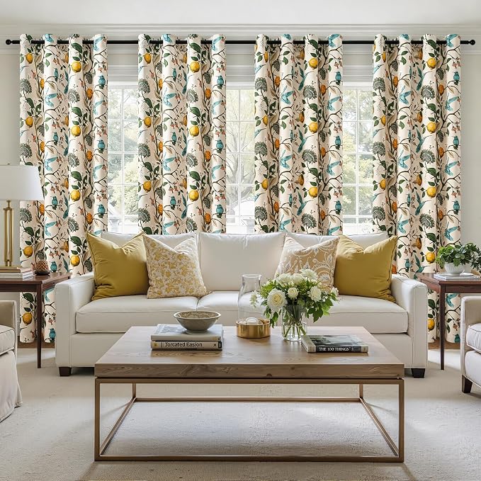 Topfinel Beige Vintage Floral Curtains 84 Inch Long Luxury Whimsical Euro - Image 5