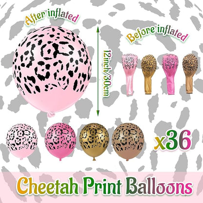 Gejoy 36 Pcs Macaron Pink Gold Khaki Cheetah Balloons Leopard Print Balloons 12 - Image 5