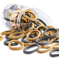 50Pcs Hair Ties for Women Girls,Cotton Seamless Hair Ties, Soft Ponytail Holders,No Crease No Damage Elastics Hair Bands with Box for Thick Heavy and Curly Hair (Camel+Grey)