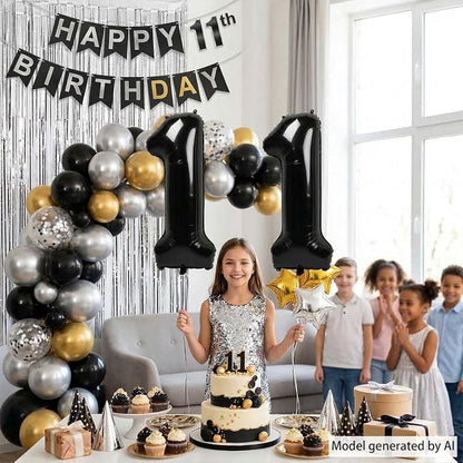 Black Number 11 Balloon 40 Inch, Foil Twin Digits - Image 2