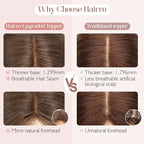 Hairro 100% Human Hair Topper No Bangs, Real Clip in Hair Hairpieces for Women, 3.94x4.72" Silk Base for Thinning Receding High Hairline, 12 Inch Light Brown Middle Part