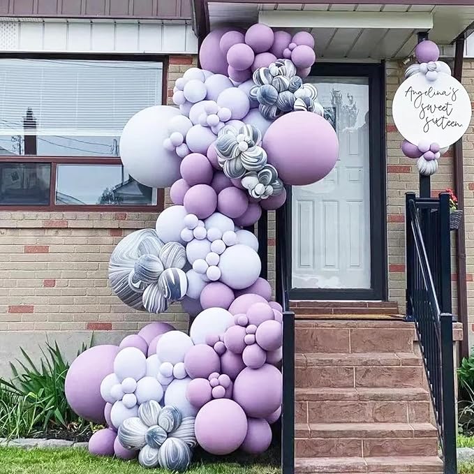 Voircoloria 90pcs Pastel Purple Balloons Garland Arch Kit, 18 12 10 5 Inch | - Image 4