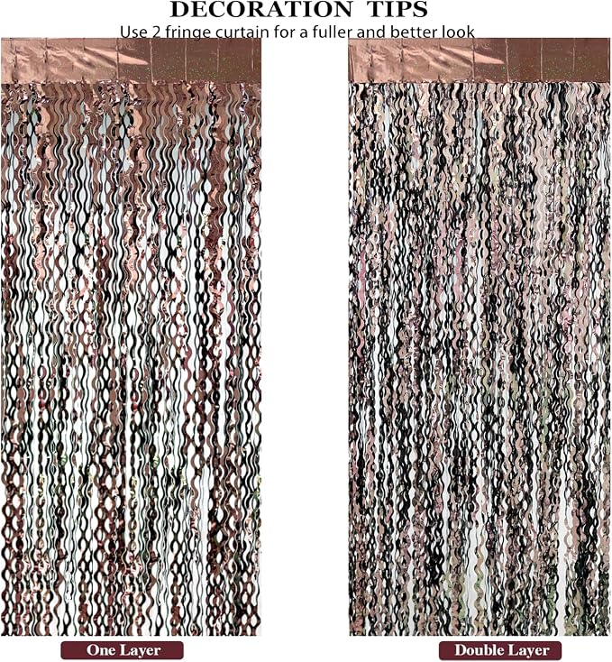 4Pcs Brown Metallic Wavy Tinsel Curtains - Image 5