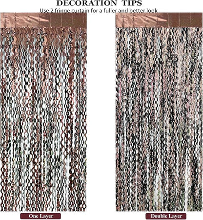 4Pcs Brown Metallic Wavy Tinsel Curtains - Image 5