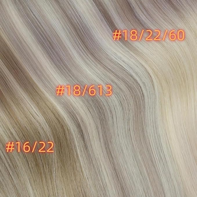 Full Shine Clip in Hair Extensions 22 inch 160g 8Pcs Seamless Human Hair Clip in Extensions Ash Blonde Mix Bleach Blonde Remy Hair Clip ins PU Skin Weft
