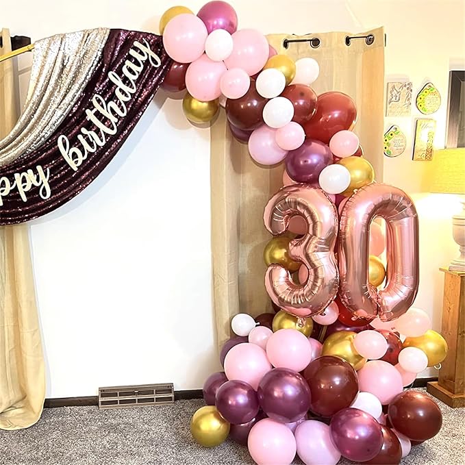 Burgundy Pink Balloon Garland Arch Kit, Burgundy Ruby Red Dusty Purple Pastel - Image 9