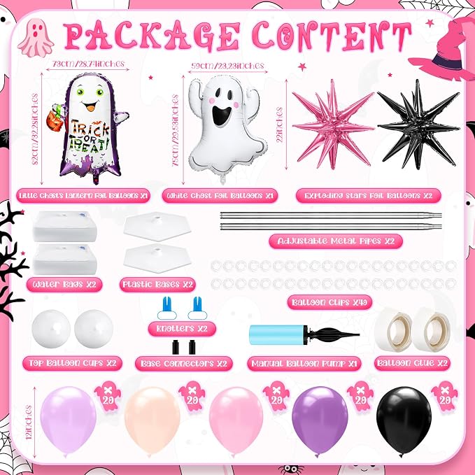 Kasyat 2 Sets Pink Purple Halloween Balloon Column Stand Kit Purple Pink and - Image 2