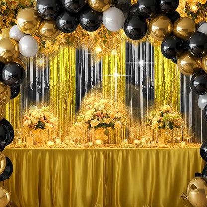 4 Packs Black and Gold Foil Fringe Curtain, Graduation Decorations 2025 - Image 4