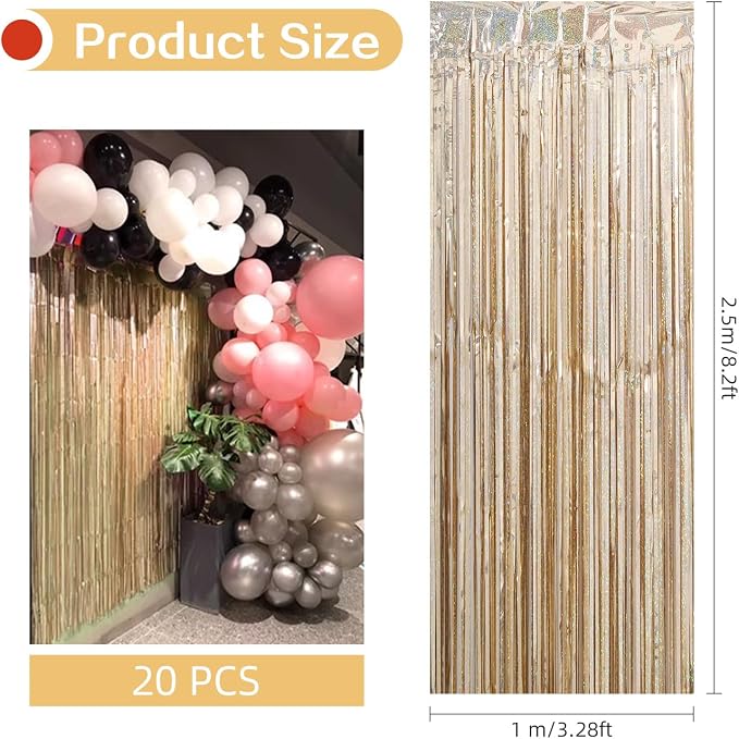 20 Pack Champagne Gold Foil Curtains - Image 3