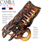 Camila Paris CP1380 French Hair Clip for Women, 3.25 inch Girls Hair Claw Clips Jaw Tortoise Cellulose, Fashion Durable and Styling Hair Accessories for Women, Strong Hold No Slip Grip, Made in France