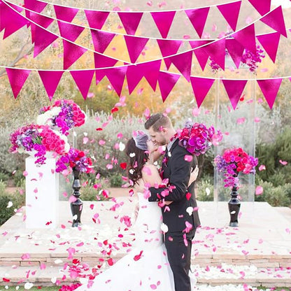 Hot Pink Party Decorations Triangle Pennant Banner Flag Rose Pink Metallic - Image 7