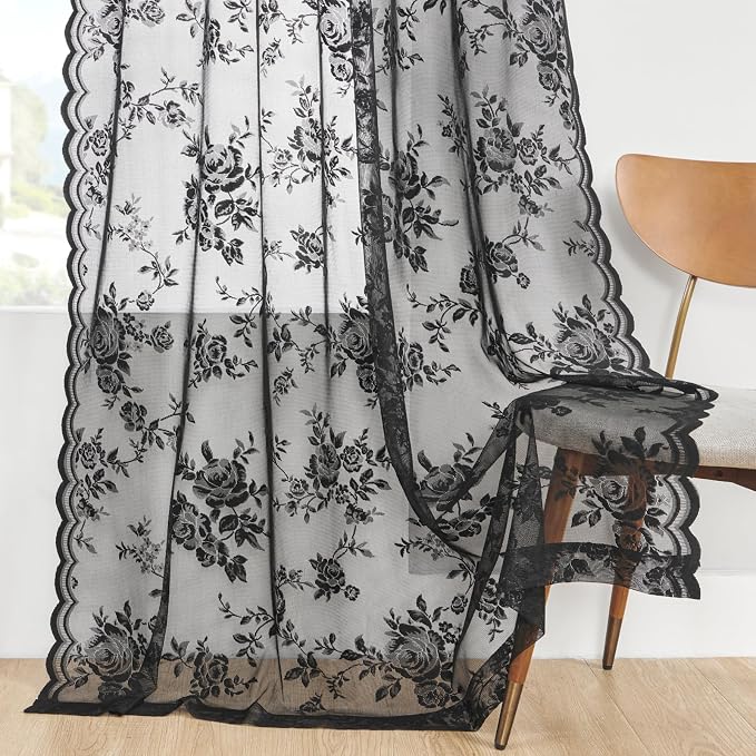 SEEKRIGHT Black Lace Curtains - Image 5