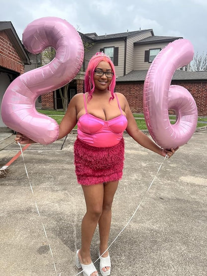6 Balloon Numbers Birthday Decorations, 40In Pearl Pink Balloons - Image 2