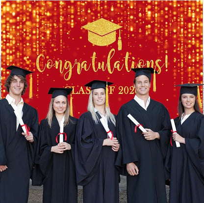 Mocsicka Class of 2026 Backdrop Red Gold Glitter Bokeh Graduation Party - Image 5