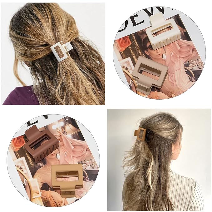 Medium Claw Hair Clips for Women Girls, 2" Matte Rectangle Small Claw Clips for Thin/Medium Thick Hair, Hair Jaw Clip Nonslip