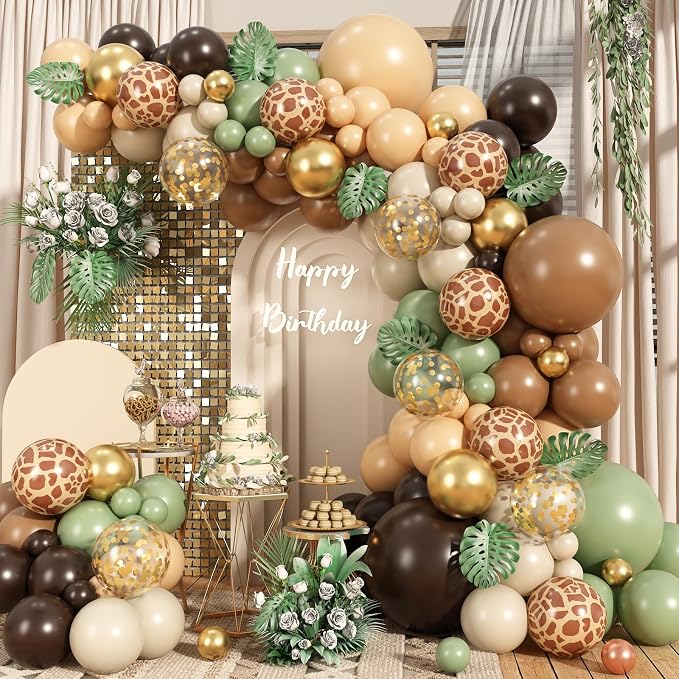 Sage Green Brown Balloon Garland Kit, Safari Balloon Garland Arch Kit by YYDTMHT
