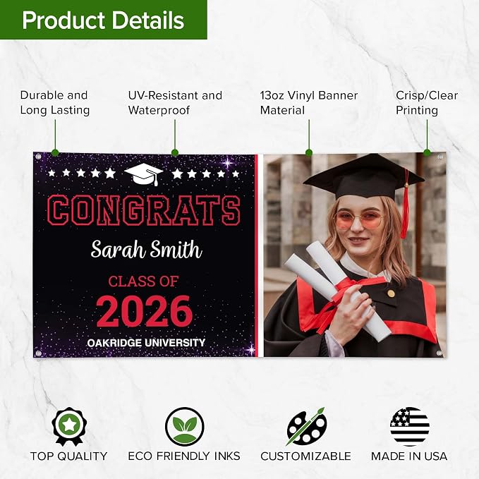 Graduation Banner Backdrop, Custom Class of 2026 - Image 7