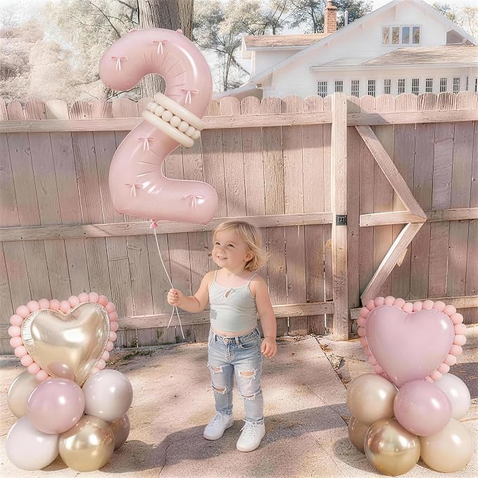 40 Inch Dusty Pink Balloon Number 2, Blush Pink Gold Beige Latex Balloons 2nd - Image 8